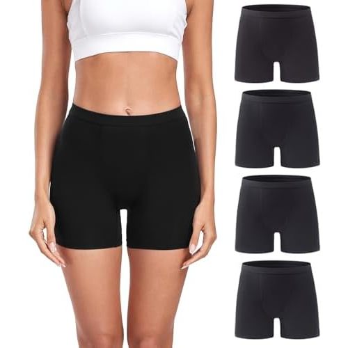 wirarpa Women's Modal Boy Shorts Panties Soft Microfiber Boxer Briefs Underwear 4 Pack
