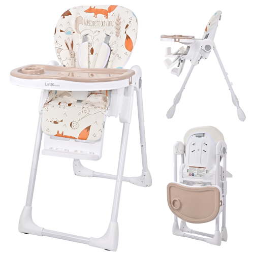 Foldable Baby High Chair, Baby Feeding Highchair Dining Chair with Adjustable Food Tray & Footrest, Adjustable Heights & 3 Reclining Backrest, PU Seat & Embedeed Rear Wheels - Walmart.ca