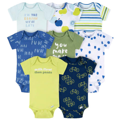 8-Pack Baby Boys Fun First Short Sleeve Onesies® Bodysuits – Gerber Childrenswear