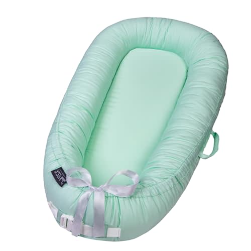 Infant Support Cushions | Baby Lounger | Organic Cotton Infant Lounger | Reversible, Adjustable & Portable Floor Lounger | Supervised Use | Soft, Breathable, Washable Cover(Green)