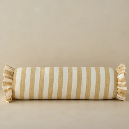 Amaroso Linen Ruffle Bolster Pillow
