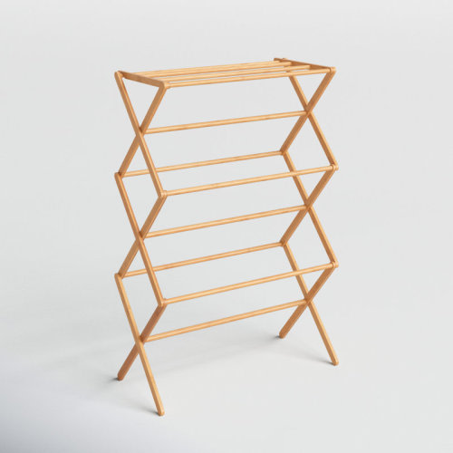 Rebrilliant Bamboo Folding Clothes Drying Rack, Upscale Laundry Rack with 11 Dowels, Environmentally Friendly, Stable Frame, Shelf for Drying Flat & Reviews | Wayfair