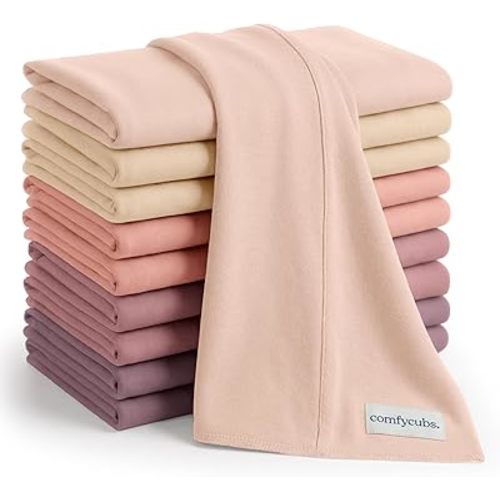 Comfy Cubs Baby Burp Cloths Set (Pack of 10) - Large, 6-Layer, Ultra Absorbent 100% Cotton for Infant Spit-Up, Drool, and Messes - Soft, Gentle, Thoughtful New Born Baby Gifts, Multi Girl