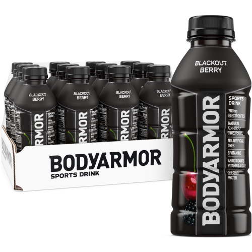 BODYARMOR Blackout Berry Electrolyte Sports Drink, 16 fl oz, 12 pack Bottles