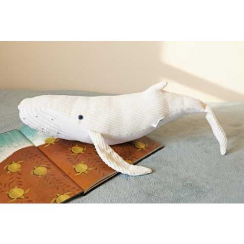 Handmade white whale cotton plush - Cuddle soft ocean stuffed animal, pillow and baby comforter