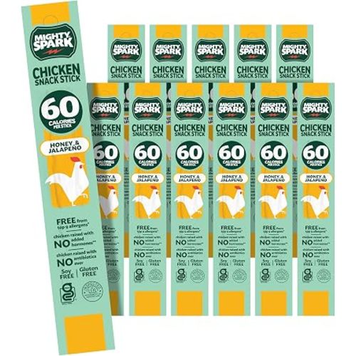 Mighty Spark Chicken Snack Sticks, Honey and Jalapeno, 12 Count