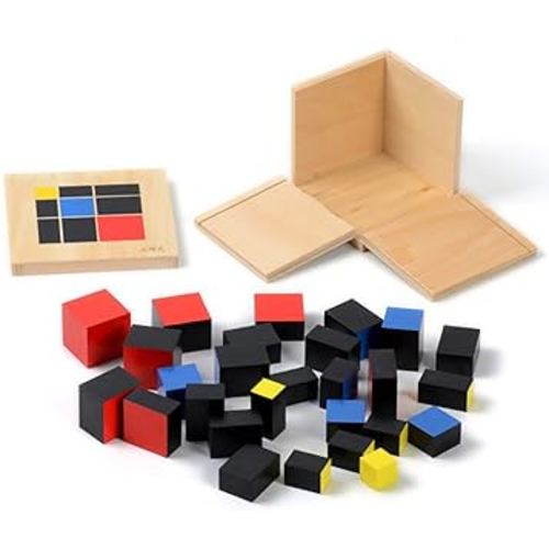 Montessori Trinomial Cube Montessori Math Toys Sensorial Materials for Toddlers Kids
