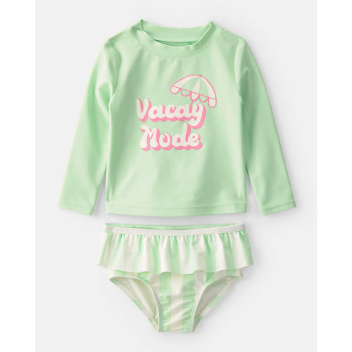Baby Girl 2-Piece 'Vacay Mode' Rashguard Swimsuit Set - Green - Carter's | Carter's