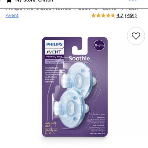 Philips Avent Blue Newborn Soothie Pacifier 4-Pack