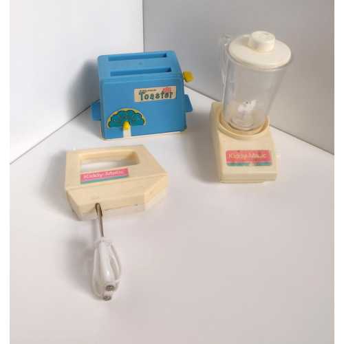 Vintage Toy Kitchen Appliances: Toaster, Blender, Hand Mixer (Each in Working Condition) | Retro Kiddy-Matic Gift for 1980s Toy Collectors