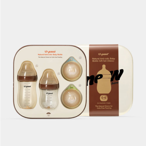 Thyseed Anti-Colic Glass Baby Bottle 0-6M Foundation Set