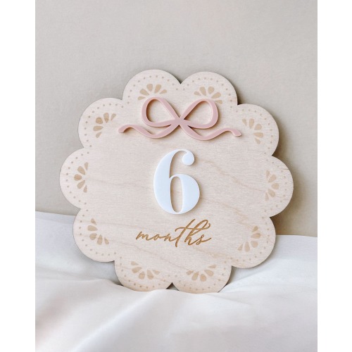 Monthly Milestone Sign for Baby Girl Pink Bow Milestone Sign Baby Monthly Photo Prop Milestone Baby Girl Photo Announcement Picture Monthly
