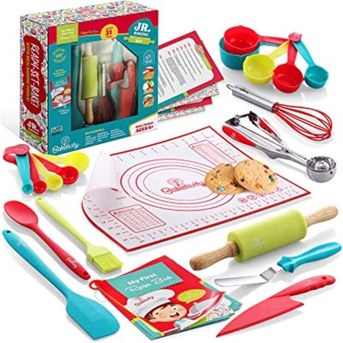 Baketivity 31-Piece Kids Baking Tools Set – Real Cooking Utensils for Children – Safe, Durable, and Fun Kitchen Accessories – Gift for Young Chefs