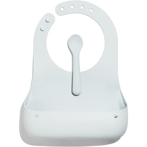 Avanchy Silicone Baby Bibs, Waterproof, Adjustable, BPA Free, Soft Unisex Set for Toddlers with Matching Spoon