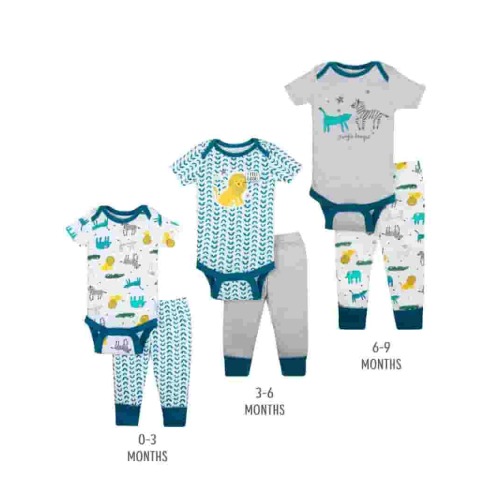Little Star Organic Baby Boy Grow With Me Bodysuits & Pants Shower Gift Set, 6-Piece