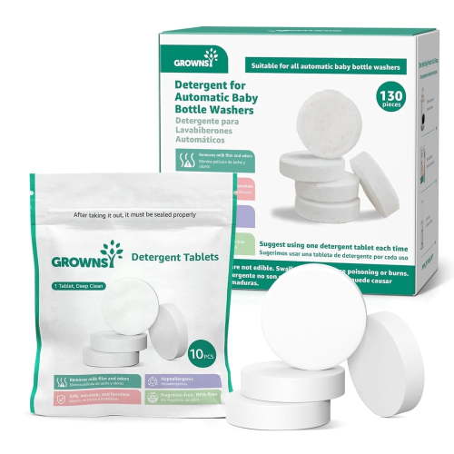 GROWNSY Detergent Washing Tablets 130 PCS for Momcozy, Baby Brezza, Papablic Bottle Washer, Compatible with All Brands Baby Bottle Washers