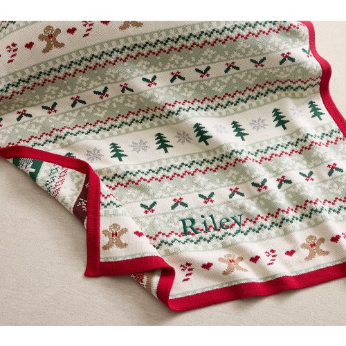 Christmas Fair Isle Knit Baby Blanket