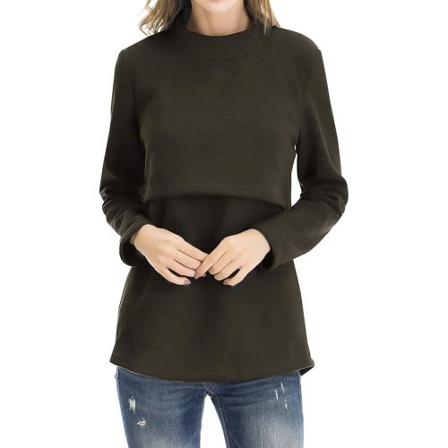 Smallshow Women's Fleece Nursing Tops Shirts Long Sleeve Breastfeeding Clothes