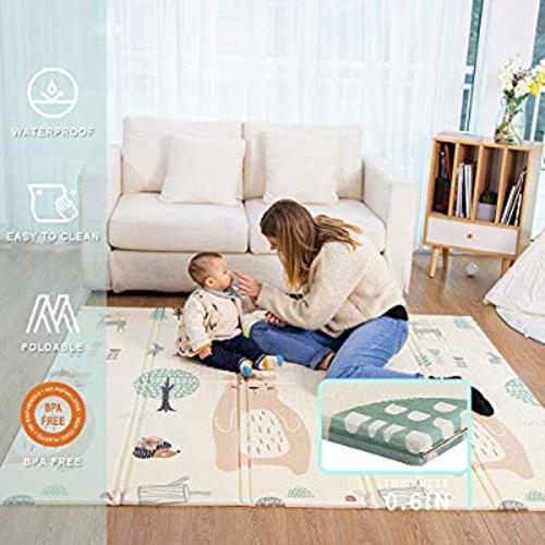 Baby Play mat, playmat,Baby mat Folding Extra Large Thick Foam Crawling playmats Reversible Waterproof Portable playmat for Babies (Bear)