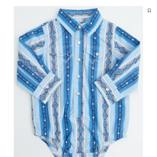 Wrangler Infant Boys' Southwestern Striped Long Sleeve Pearl Snap Onesie