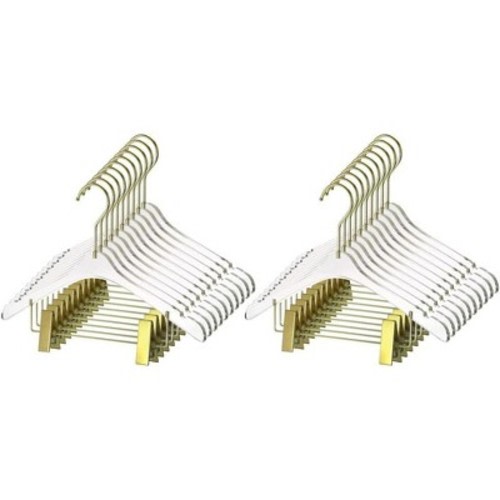 YBM Home Quality Acrylic Clear Kids Size Hangers with Clips, Gold, Pack of 20