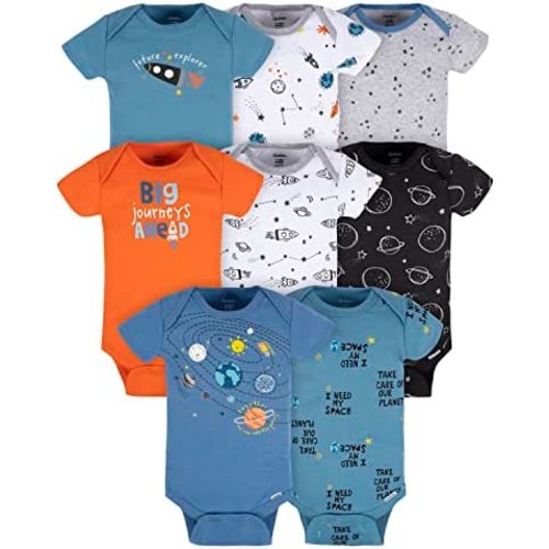 Gerber Baby Boys' 8-Pack Short Sleeve Onesies Bodysuits