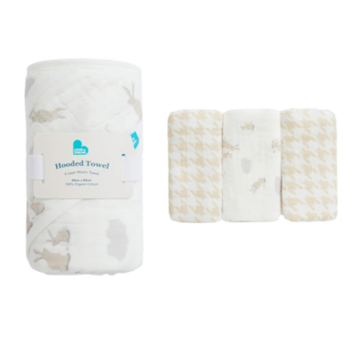 Baby Bath Bundle | Hooded Towel, Wash Cloth | Cloud Bunnies