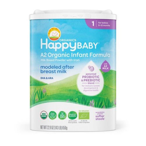 Happy Baby Organic Infant Formula Powder A2 - 22.9 oz: Added Prebiotics, Added Probiotics, Non-GMO, Lactose Sensitivity