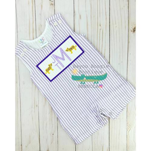 LSU Football Seersucker Romper, Seersucker Jon Jon, LSU Baby Boy Bubble