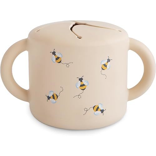 mushie Silicone Snack Cup | Spill Proof Food Container for Toddler and Baby (Bees)