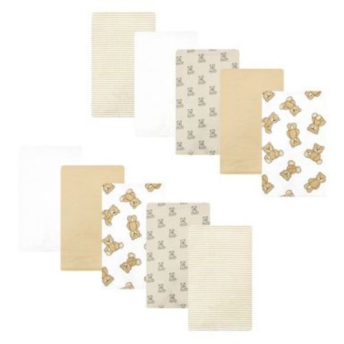Luvable Friends Hudson Baby Flannel Burp Cloths 10pk, Cuddle Bears