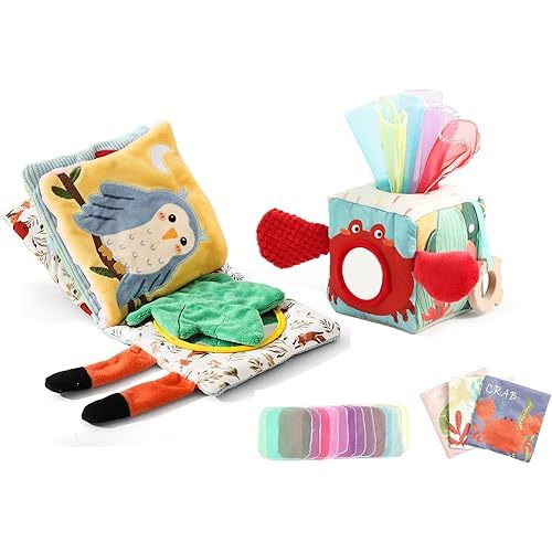 Soft Baby Book Sensory Books for Babies Newborn Infant Toys with Touch and Feel, Crinkle Pages, Mirror, Textures Early Learning Toy Gift for Tummy Time & Sensory Development