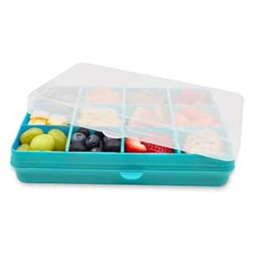 melii Snackle Box |12-Compartment Snack Container with Removable Dividers, BPA-Free Food Storage for Travel, School & On-the-Go Snacks, Kids & Family Organizer (Blue)