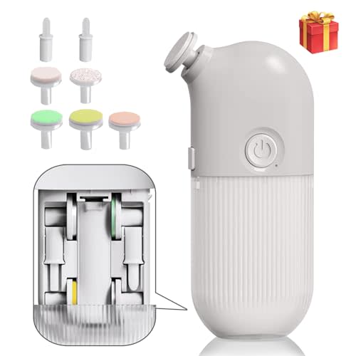 Electric Baby Nail Trimmer, Portable with 7 Grinding Heads, Rechargeable Whisper Quiet Nail Trim Polish Grooming Kit, Safe Nail File for Baby Newborn Infant Toddler Kids or Adults (White)
