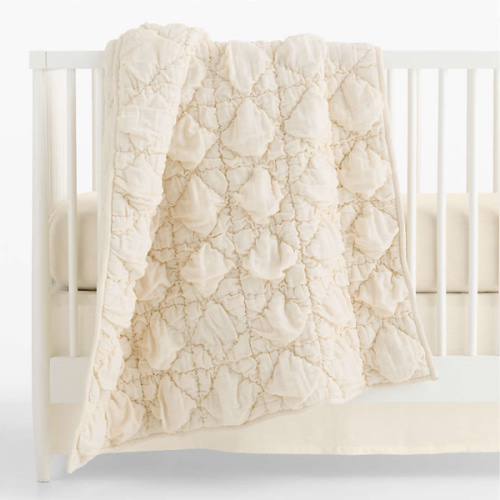 Supersoft Snuggle Puff Pampas Ivory Undyed 100% Organic Cotton Gauze Baby Crib Quilt