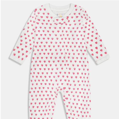 Infant Hearts Zipper Footie