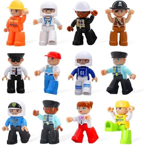 Mruikeny Large Magnetic Figures, 3 Inches Community Figures Set, 12 Pieces Magnetic Play People Magnet Building Toys for Kids Ages 3 4 5 6 7 8+, STEM Learning Toys Magnet Tiles Expansion