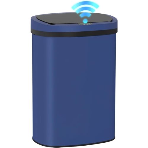 BestOffice 13‑Gallon Automatic Sensor Trash Can, Deep Blue – 50 L Touchless Motion‑Activated Kitchen Garbage Bin, Fingerprint‑Resistant Stainless Steel