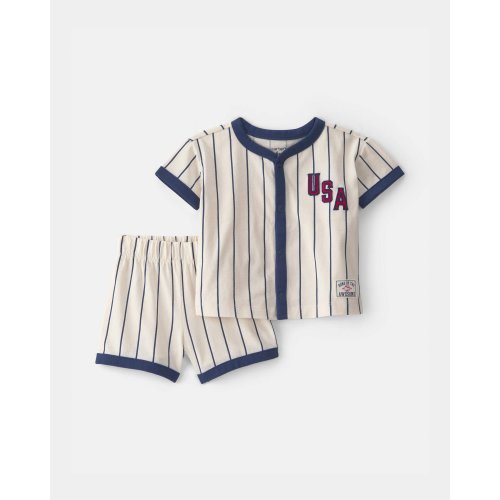 Baby 2-Piece 'USA' Baseball Striped Top & Short Set | Carter's