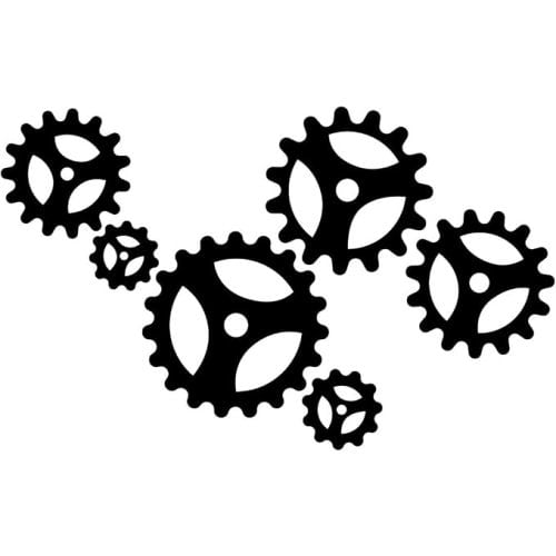 Vinyl Wall Art Decal - Gears - 14" x 23" - Modern Engineer Mechanical Cogwheel Figure Shapes for Home Living Room Apartment Closet Bedroom Work Dorm Room Office Decoration