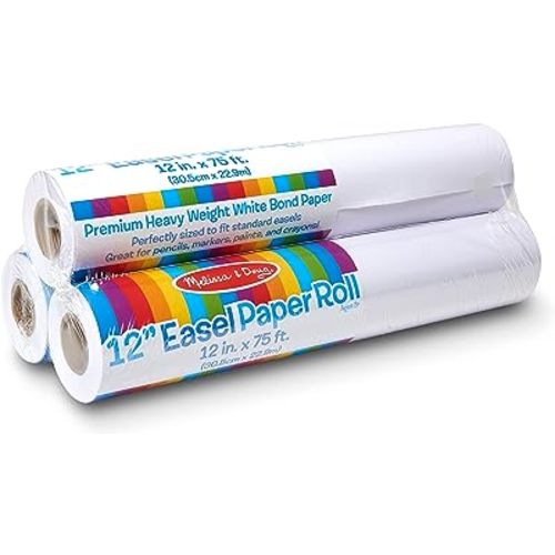 Melissa & Doug Tabletop Easel Paper Roll (12 inches x 75 feet), 3-Pack