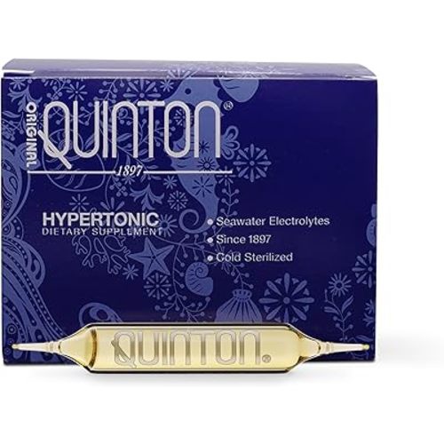 Quicksilver Scientific Original Quinton Hypertonic Solution - Sea Water Hydration - Liquid Minerals with Electrolytes for Muscle Recovery, Stamina+Mineral Replenishment (30 Single Serving Glass Vials)