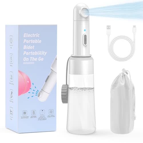Portable Bidet for Travel, Rechargeable Electric Handheld Bidets with 2 Spray Modes - IPX7 Waterproof, 350 ML Travel Bidet for Women Men Baby Cleaning