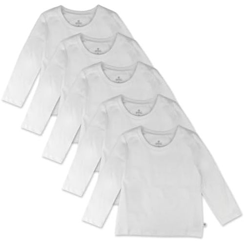 HonestBaby 5-Pack Long Sleeve T Shirts 100% Organic Cotton for Toddler, Little Kids Boys, Girls