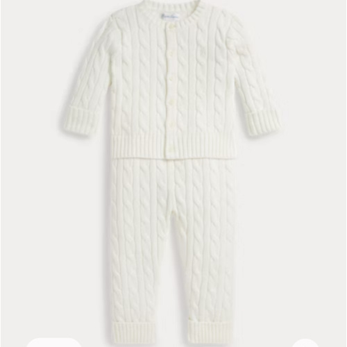 Cable-Knit Cotton Cardigan & Pant Set