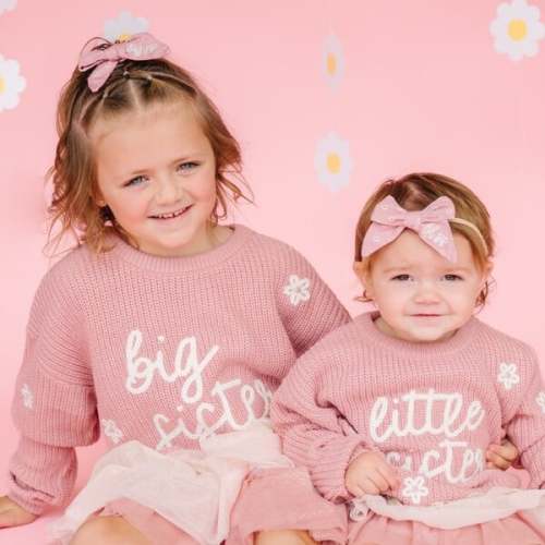 Big Sister Knit Sweater, Mauve - Sweet Wink | Maisonette
