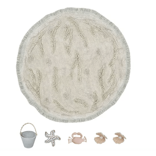 Sea Wonders Washable play Island Round Area Rug, 4' x 4'