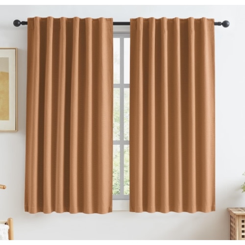 Burnt Orange Blackout Linen Curtains