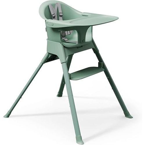 Mompush Olli 7-in-1 Convertible High Chair for Babies and Toddlers – Adjustable Height & Footrest, Dishwasher-Safe Tray, Compact Foldable Design for Easy Storage & Travel, Lightweight Yet Durable