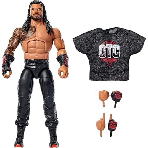 Mattel WWE Elite Action Figure & Accessories, Series #123 Set, 6-inch Collectible Roman Reigns with 25 Articulation Points & Swappable Hands